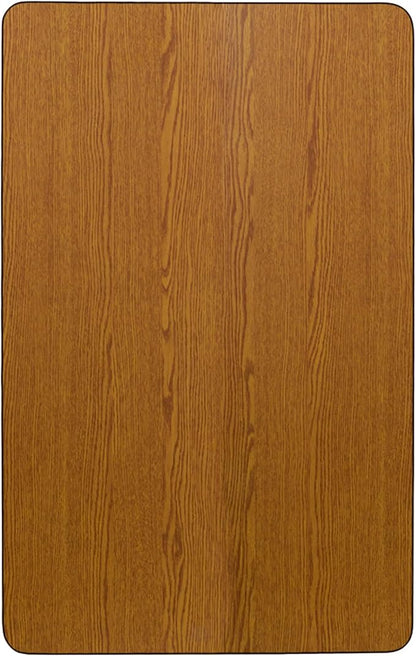 Flash Furniture 24''W x 48''L Rectangular Oak Thermal Laminate Activity Table - Standard Height Adjustable Legs