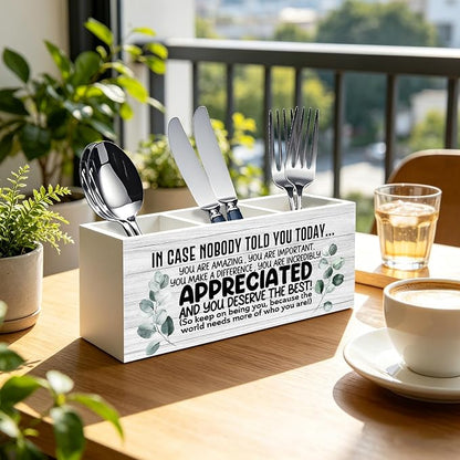 Inspirational Pen Pencil Holder Organizer for Desk, Appreciation Thank You Gifts for Women Men Friends Coworkers Wood Signs for Home Office Desk Tabletop Decor Accessories
