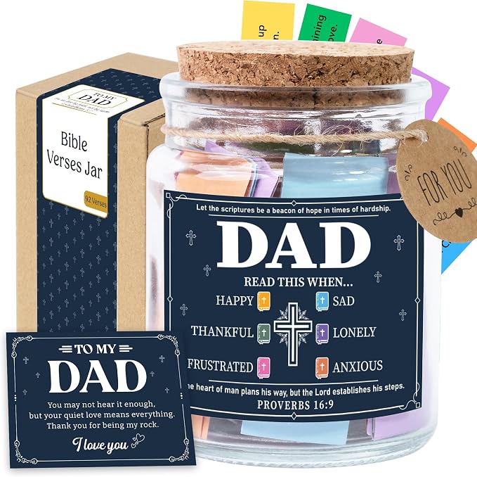 Father Day Gift for Dad, Bible Verse Jar for Dad, Christian Gifts for Men, First Father Day Gift from Son, Daughter