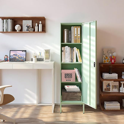 Locker Storage Cabinet with Adjustable Shelves and Door(Green) | Metal Lockable Storage Cabinet for Kitchen Pantry Home Office Bathroom School Dormitory