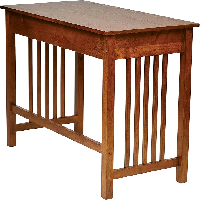OSP Home Furnishings Sierra Writing Desk with Pull-Out Drawer and Mission Style Side Panels, Ash Brown
