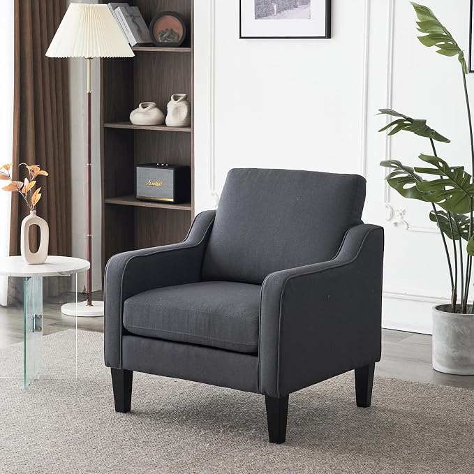 VINGLI Accent Chairs for Living Room Chairs Mid Century Modern Chair Sofa Chair Upholstered Arm Chair with Scooped Arms for Bedroom, Apartment, Office, Studio, Waiting Room, Play Room