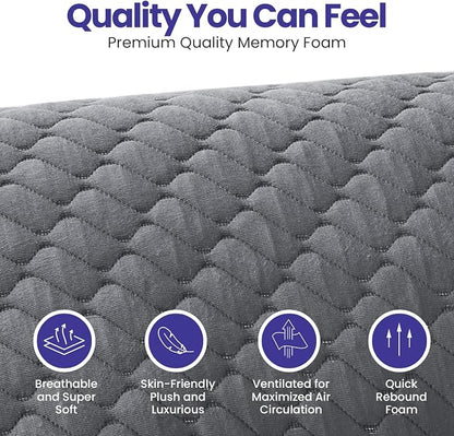 Sidney Sleep Set of 2 Queen Size Bed Pillows for Side and Back Sleepers - Adjustable Filling - Memory Foam Pillows for Neck and Shoulder Pain - Customizable Loft - Extra Foam Included (Grey)