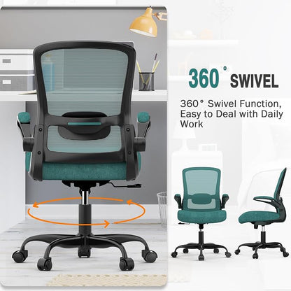 Mimoglad Office Chair, Ergonomic Desk Chair with Adjustable Lumbar Support, High Back Mesh Computer Chair with Flip-up Armrests- Task Chairs, Executive Chair for Home Office