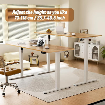 ERGOMAKER 55" Electric Standing Desk, Adjustable Height, Sit Stand Up Desk for Home Office & Computer Workstations, Memory Controller, Light Rustic Brown