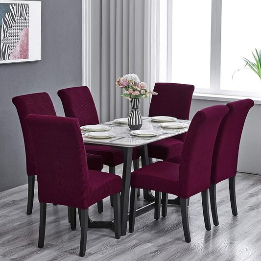 Stretch Chair Covers for Dining Room Set of 2, Removable Washable Dining Room Chair Covers, Dining Chair Slipcovers Seat Protector, Great for Home Upholstery and Banquet (Burgundy, 2 Pack)