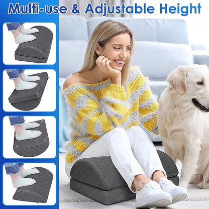 CushZone Foot Rest,Desk & Gaming Accessories,Foot Rest for Under Desk at Work,Comfortable Footrest with 2 Adjustable Heights & Removable Cover, Office Desk Accessories（Gray-20 in）