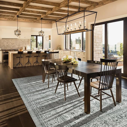 Goideal Washable Rug 4x6, Gray Area Rugs Non Slip, Indoor Low Pile Carpet with Rubber Backing for Living Room Kitchen Bathroom Entryway Office Bedroom