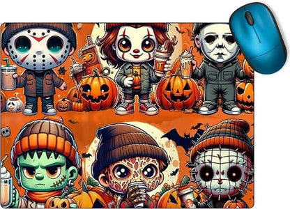 Little Horror Movie Villains Mouse Pad, Orange, Non-Slip Rubber, 9.45x7.87 inches, Gaming