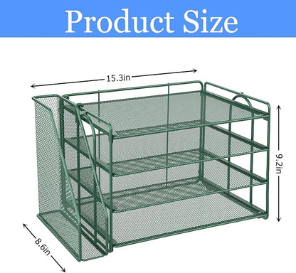 gianotter 4-Tier Paper Organizer With Magazine Holder, Desk Organizers and Accessories, Desk Accessories & Workspace Organizers, File Organizer for Office Supplies Storag (Green, 4-Tier)