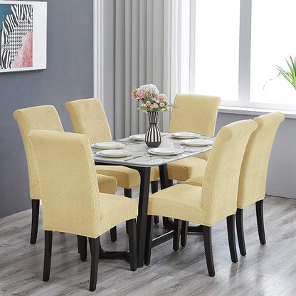 Stretch Chair Covers for Dining Room Set of 4, Removable Washable Dining Room Chair Covers, Dining Chair Slipcovers Seat Protector, Great Decoration for Home and Banquet (Champagne, 4 Pack)