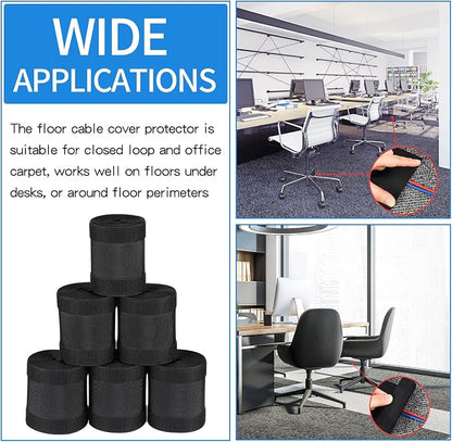 WILLBOND Carpet Cord Cover Cable Protector Floor Cover Cable Protector Management Only for Commercial Office Carpet(59.06 ft,Black)