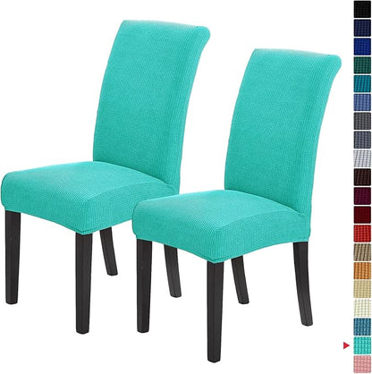 Stretch Chair Covers for Dining Room Set of 2, Removable Washable Dining Room Chair Covers, Dining Chair Slipcovers Seat Protector, Great for Home and Banquet Decoration (Turquoise, 2 Pack)