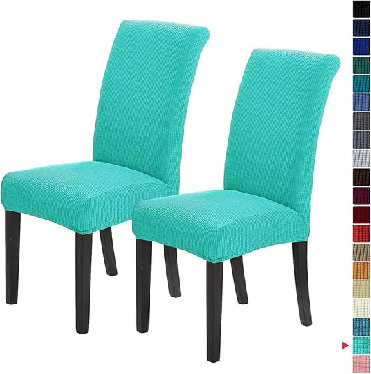 Stretch Chair Covers for Dining Room Set of 2, Removable Washable Dining Room Chair Covers, Dining Chair Slipcovers Seat Protector, Great for Home and Banquet Decoration (Turquoise, 2 Pack)