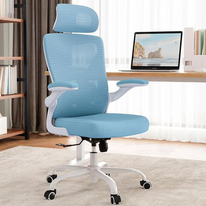 Ergonomic Office Chair - Mesh Desk Chair with Adjustable Lumbar Support High Back Computer Gaming Chairs - Big and Tall Office Chairs Adults, Comfortable for Long Hours, Sky Blue