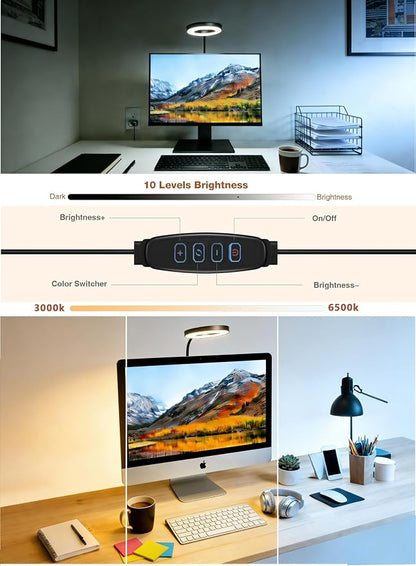 Little Joke Suction Mount Video Monitor Ring Light Bendable Desk Lamp | Selfie Fill Desk Lighting for Office Home, Flexible Gooseneck 7w 3 Modes For Video Conference, Webcam, Meetings, Live Stream