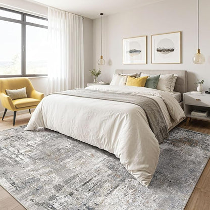LOONGRUG 5x8 Area Rug Living Room: Washable Large Abstract Soft Stain Resistant Indoor Floor Rugs Non-Slip Accent Carpet for Bedroom Nursery Playroom Office Dining Room Dorm Home House- Gray Rust