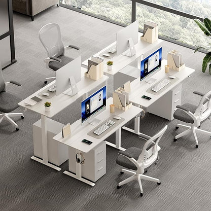 55x24 in Electric Standing Desk,Adjustable Height with Wheels,White | Spliced Desktop,27.9"–46.8" Height Range,4 Memory Presets,Lockable Wheels,Headphone Hook,Sit Stand Desk,Home Office