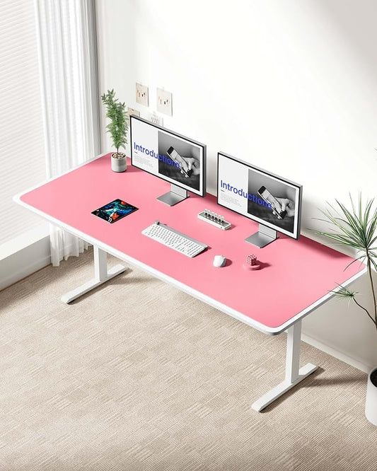 YSAGi Leather Desk Protector, Office Mat, Large Mouse Mat, Non-Slip PU Leather Blotter, Laptop Desk Mat, Waterproof Writing Pad for Office and Home(Pink, 63" x 24")