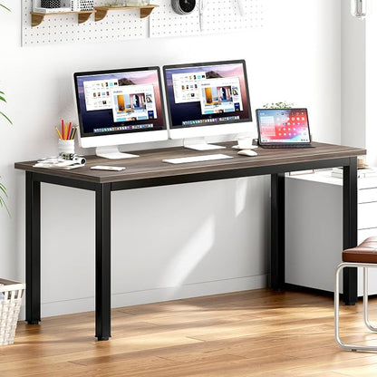 DlandHome Computer Desk Home Office Table Writing Desk Study Table Gaming Desk Worstation (63 inch, Walnut)