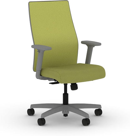 HON Ignition 2.0 Mid‑Back Ergonomic Office Chair, Mesh Task Desk Chair with Lumbar Support, Standard Synchro‑Tilt, Height and Width Adjustable Arms, Titanium Frame, Pear