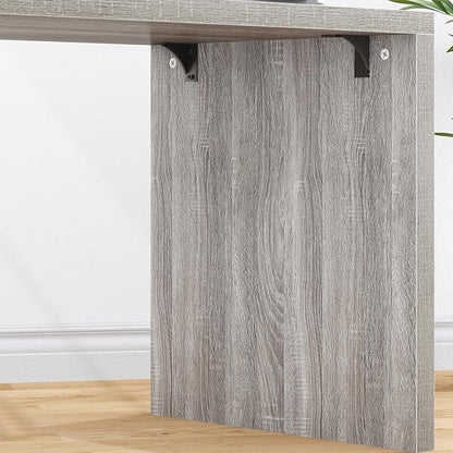 HSH L Shape Desk with Drawers, L-Shaped Desk with Storage Cabinet Shelves, Home Office Corner Computer Desk for Executive Writing, Modern Wood Study PC Table in Bedroom Living Room, Grey Oak, 55 Inch