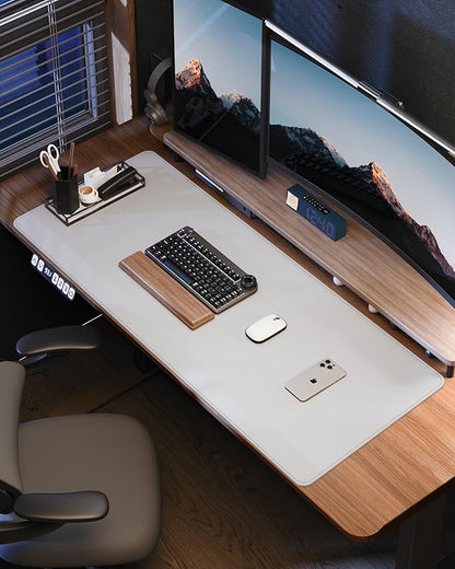 AFIING Large Desk Mat 55" x 24" - PU Leather Desk Pad Protector, Waterproof Non-Slip Extended Mouse Pad for Office Desk, Keyboard, Laptop and Home Workspace (Ivory White)