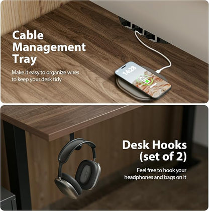 Agilestic L-Shaped Standing Desk Adjustable Height, Electric Corner Standing Desk, Sit Stand Up Desk, 75x61 inch Sit Stand Computer Table, Dark Walnut