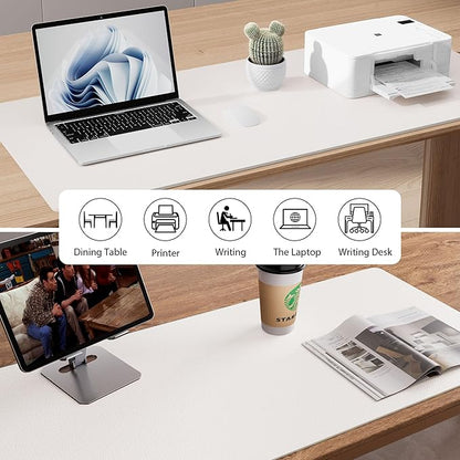 Aothia Faux Leather Desk Mat – Large Mouse Pad, Non-Slip PU Leather Blotter, Waterproof Writing Surface for Office and Home (Off-White, 47.2" x 23.6")