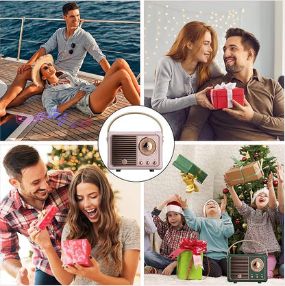 Dosmix Retro Bluetooth Speaker, Vintage Mini Wireless Speaker for Bedroom Desk Kitchen Office, Cute Portable Speaker for Room Decor, Small Bluetooth Speaker for iPhone Android, Gift for Women Girls
