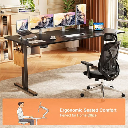 Sweetcrispy 63 Inch Electric Standing Desk, Height Adjustable Sit Stand Up Desk, Computer Workstation Home Office Gaming Rising Table with Memory Preset Splice Board, Black