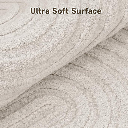 Pauwer 3x8 Washable Area Rugs for Living Room Modern Beige Solid Color Soft Fluffy Rugs for Bedroom Non Slip Boho Accent Indoor Mat Floor Carpet Cover for Kids Dining Room Kitchen Office