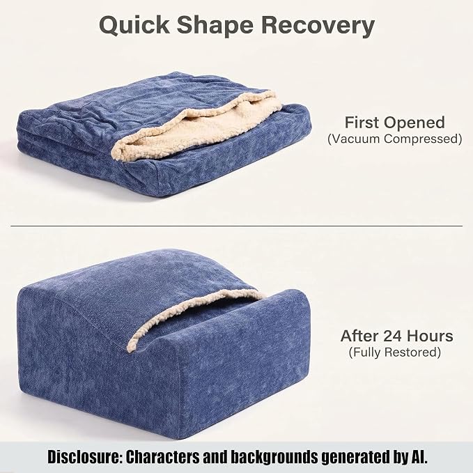 Keep Warm Foot Stool Foot Rest for Under Desk At Work | Office Footrest with Warm Feet Pocket,Ergonomic Under Deskfoot stool Stool for Office Chair & Back &Pain Relief blue+