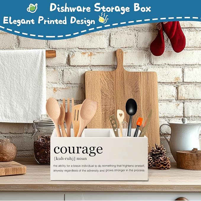 Courage Inspirational Pen Pencil Holder for Desk, Inspirational Gifts for Women Men,Motivational Gifts for Women, Motivational Quote Makeup Brush Toothbrush Holder Organizer