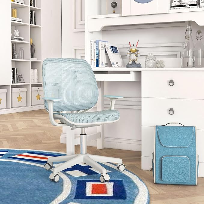Costzon Kids Desk Chair, Height Adjustable Children Study Computer Chair with Armrests, Sit-Brake Casters, Swivel Mesh Task Chair for Boys Girls Teens Students, Kids Chair for Home, Office, School