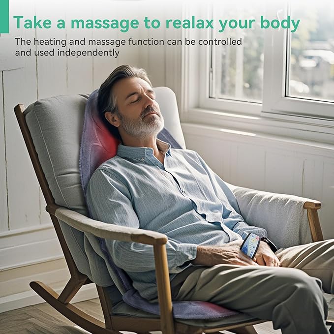 Snailax Back Massager with Heat, Vibration Massage Seat Cushion with 6 Vibrating Motors and 2 Heat Levels, Massage Chair Pad for Home Office use, Gifts for Fathers Day Dad
