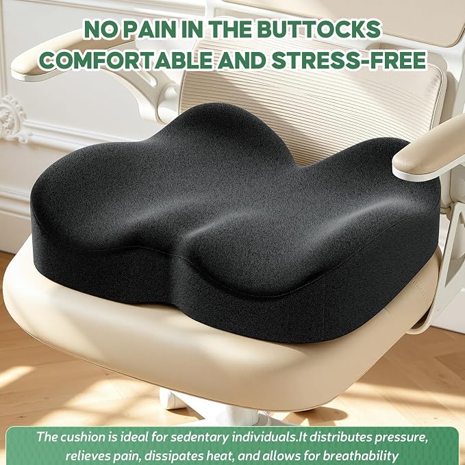 Benazcap Memory Foam Seat Cushion, Ergonomic Office Chair Pressure Relief | Premium memory foam cushion with breathable cover, ergonomic design for office chairs, cars, wheelchairs.