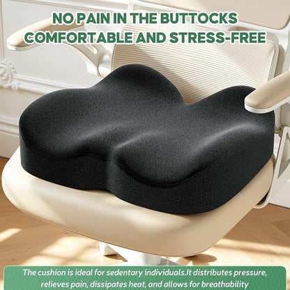 Benazcap Memory Foam Seat Cushion, Ergonomic Office Chair Pressure Relief | Premium memory foam cushion with breathable cover, ergonomic design for office chairs, cars, wheelchairs.
