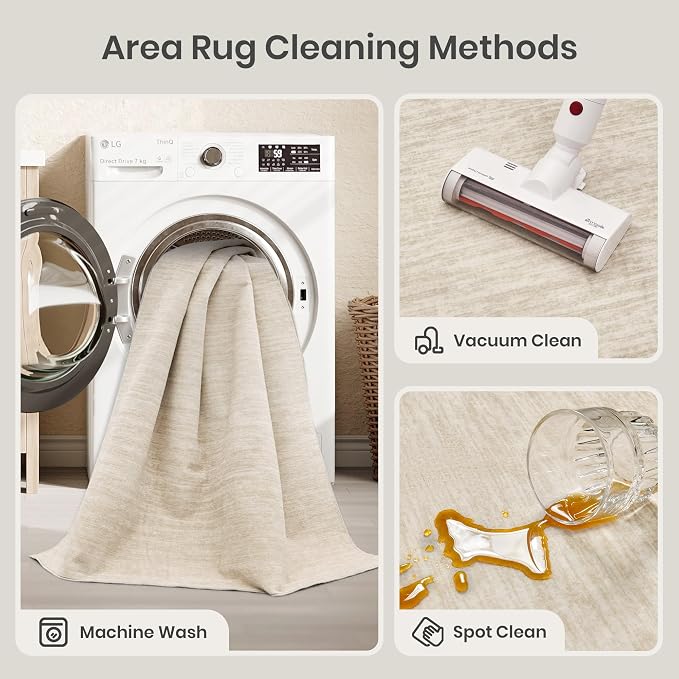 Valenrug Washable Rugs 6x9 - Non Slip 6x9 Area Rugs for Living Room, Stain Resistant Area Rugs for Bedroom, Foldable Machine Washable Area Rug(6'x9', Beige)