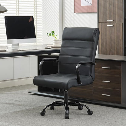 Office Desk Chair,Modern Conference Room Chairs,High Back Ergonomic Home ofiice Chair,Adjustable Height Swivel Executive Computer Chair with Padded Seat and Armrest,Pure Black