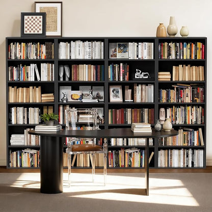 Furniwell 71" Tall Bookcase Bookshelves, 6 Tier Floor Standing Bookcases Open Frame, Modern Display Storage Organizer for Home Office, Living Room, Bedroom, Study Room (Black, 2 Pcs)