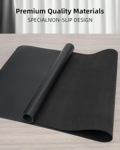 AFIING Leather Desk Protector, 55"x17" - Premium Mat, Large Mouse Pad, Non-Slip Blotter, Waterproof Writing Pad for Office and Home (Black)