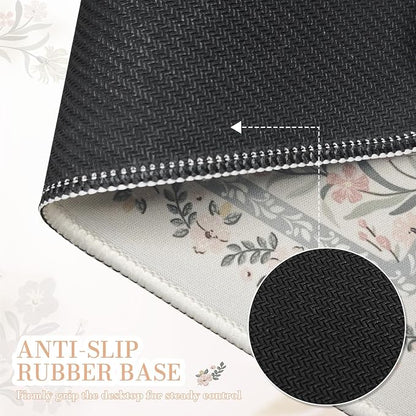 iCasso Aesthetic Small Floral Mouse Pad, Mini Portable Travel Mousepad, Anti-Slip and Comfortable Cloth Mouse Mat 7.9"x9.5" with Stitched Edges for Computer, Laptop, Office, Home(Gray Floral)