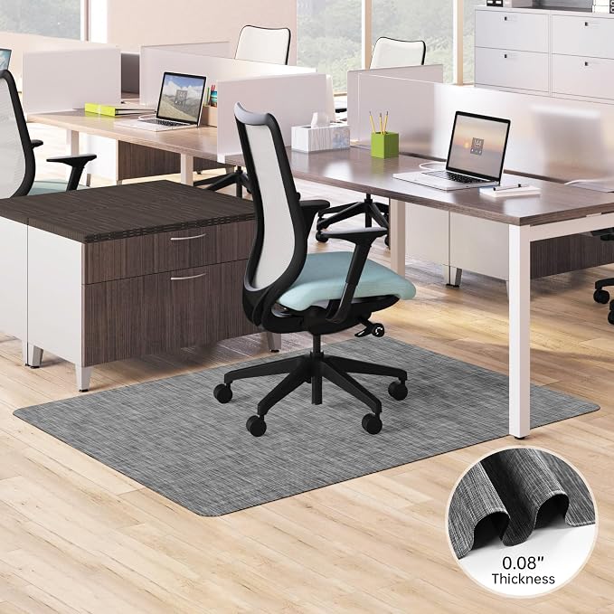 Office Chair Mat, 46" x 60" Computer Chair Mat for Hardwood Floor, Non-Curve Anti Slip Hard Floor Protector for Rolling Chair, PVC Mat Desk Rug for Home Office