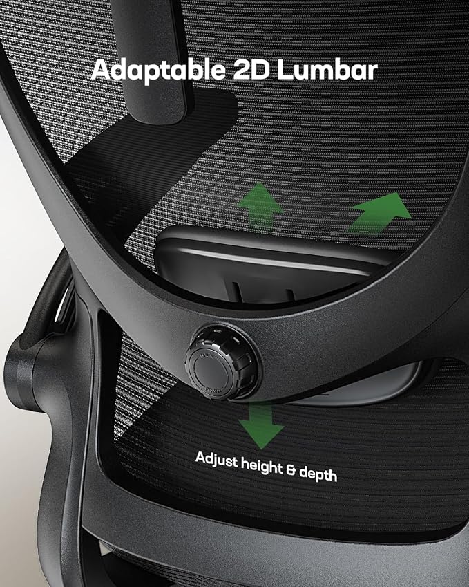 Marsail Ergonomic Office Chair with 3D Armrests, Pack of 5 | Office Desk Chair with High Back Mesh, Adjustable Lumbar Support, Rolling Work Swivel Task Chairs with Wheel, Headrest, home
