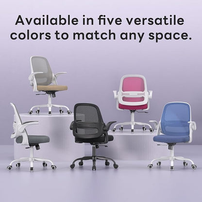 amseatec Office Chair，Ergonomic Mesh Desk Chair,Flip-Up Arms,Adjustable Height,Breathable Mesh Back & Thick Cushion Seat,360°Swivel Rolling Computer Chair,BIFMA Certified,Supports 300 lbs(Pink)