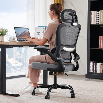 TRALT Office Chair Ergonomic Desk Chair, 330 LBS Home Mesh Office Desk Chairs with Wheels, Comfortable Gaming Chairs (Black Grey)