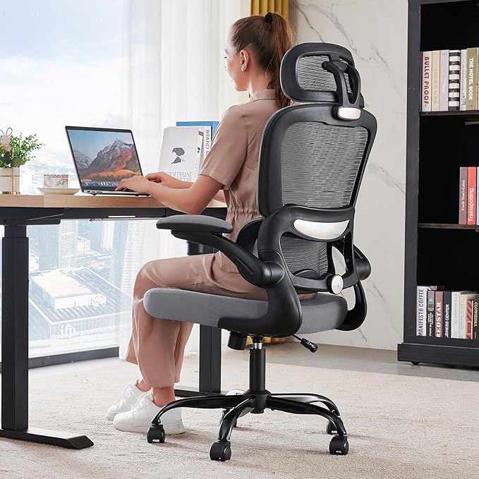 TRALT Office Chair Ergonomic Desk Chair, 330 LBS Home Mesh Office Desk Chairs with Wheels, Comfortable Gaming Chairs (Dark Grey)