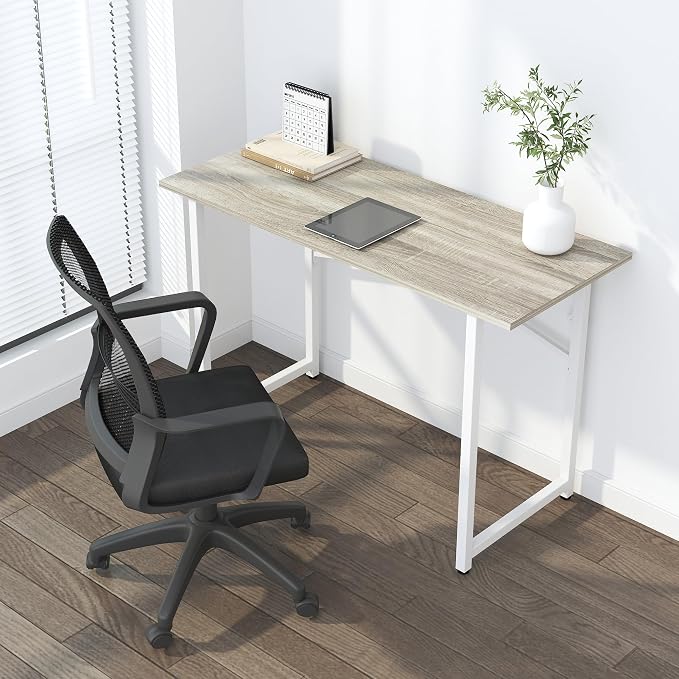 Lutown-Teen Folding Desk 47 inch No Assembly Required Home Office Table, Writing Gaming Computer Camping Desk, Beige