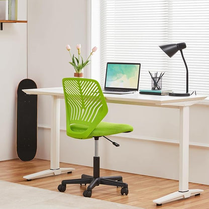 Topeakmart Office Desk Chair Armless Swivel Computer Chair Low-Back Task Chair with Lumbar Support & Height Adjustable Study Chair, Green